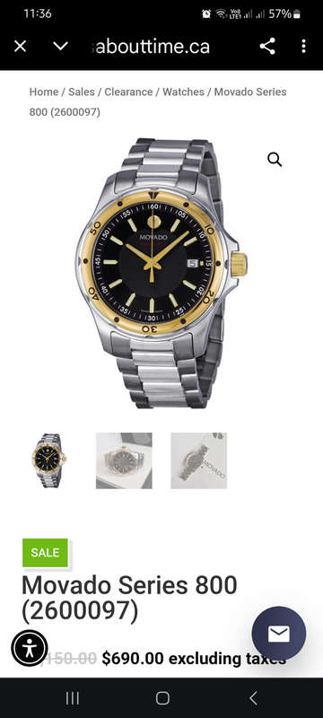 Movado Series 800 Mens Watch