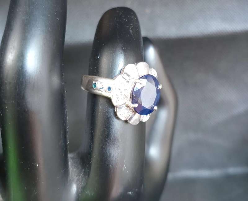 Antique Sapphire and Diamond Cluster Engagement Ring
