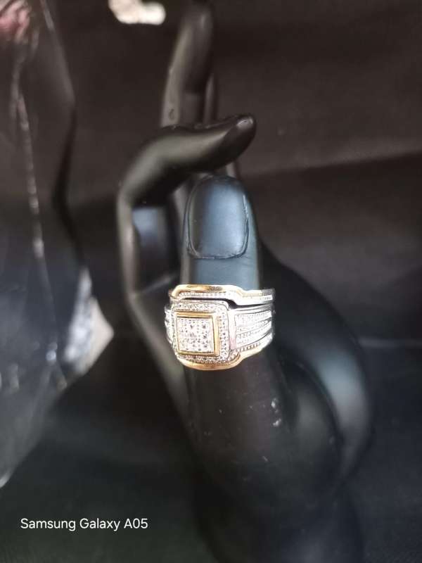 "THREE PIECE " 9 CT GOLD and SILVER Combination ring (Cubic Zirconia)