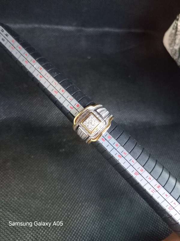 "THREE PIECE " 9 CT GOLD and SILVER Combination ring (Cubic Zirconia)