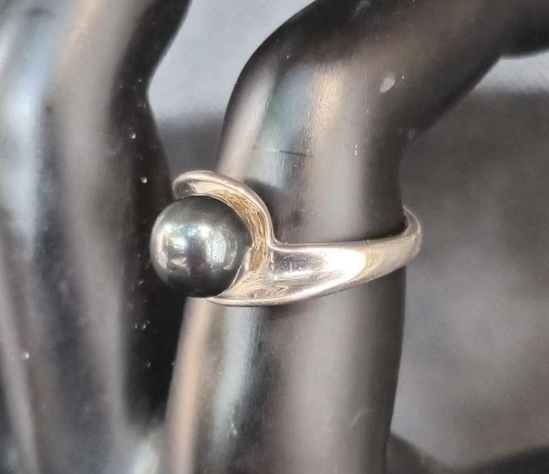 "STUNNING" Black Pearl Ring / 925 Sterling Silver "STATEMENT RING"