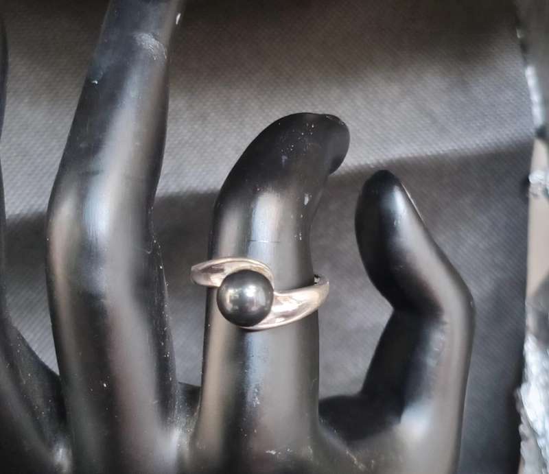 "STUNNING" Black Pearl Ring / 925 Sterling Silver "STATEMENT RING"