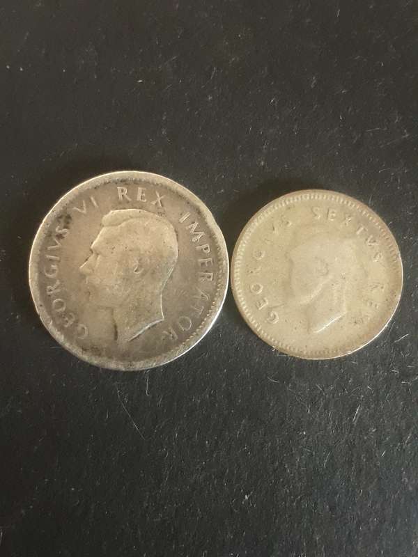 South Africa silver 6d & 3d coins