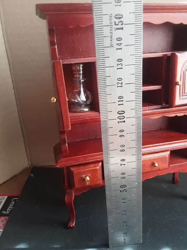 Doll House Furniture sideboard with glass vase