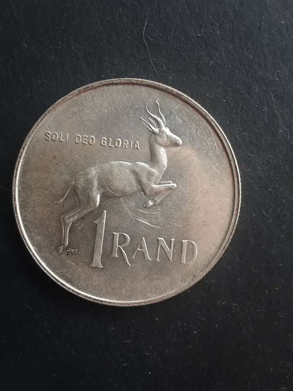 1967 South Africa silver 1 rand coin(Afrikaans legend) 2