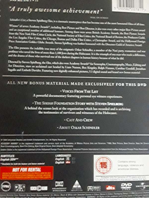 Schindler's List Dvd