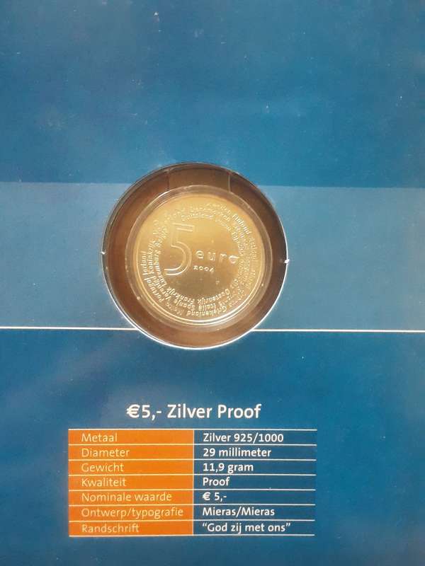 2004 Nederlandse .925 Silver 5 Euro mint condition in booklet