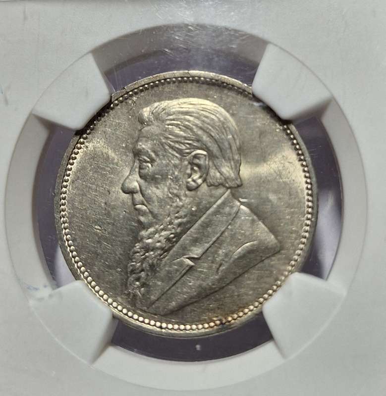 SCARCE!!!! MS61 !! 1897 Z.A.R 2 SHILLING  - NGC MS61