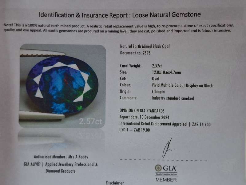 Natural Earth MIned Black Opal 2.57cts