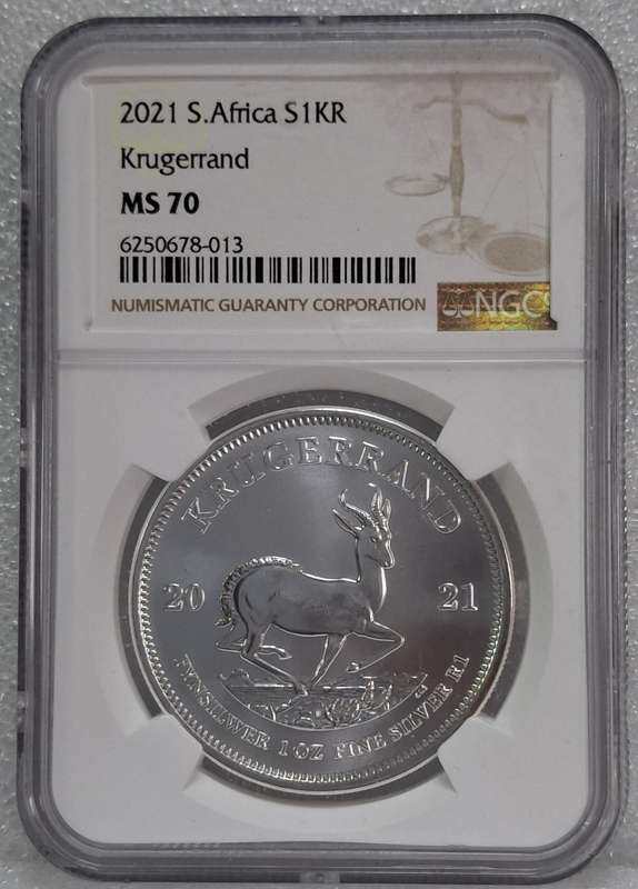 2021 SILVER KRUGER RAND 1OZ NGC GRADED MS70
