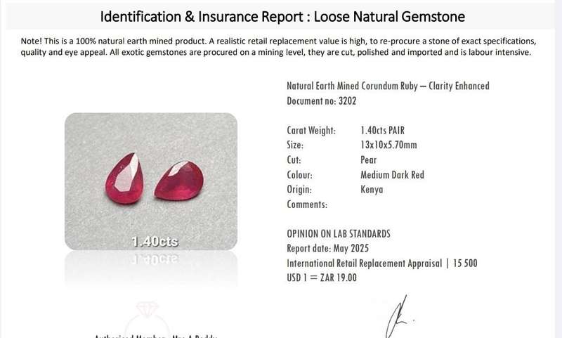 Natural Earth Mined Corundum Ruby -1.40cts Pair
