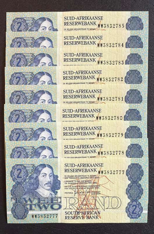 GPC de Kock RARE WW series R2 Replacement Notes- 9 uncirculated notes IN SEQUENCE -very hard to find