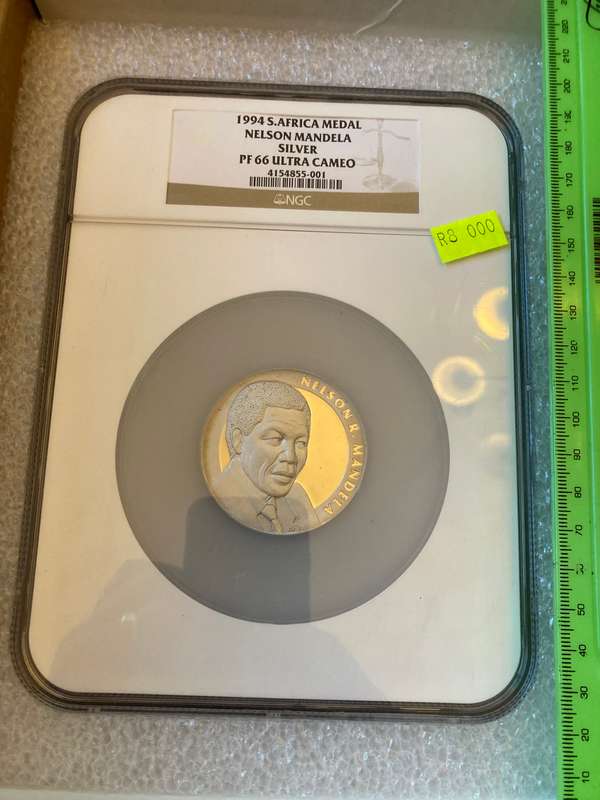 Mandela 5 ounce Silver Graded 1994 inauguration