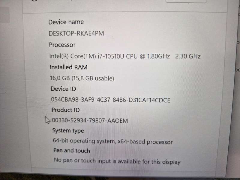 Lenovo L14: i7-10th Gen, 8GB Ram, 512Nvme, 14 inch Screen