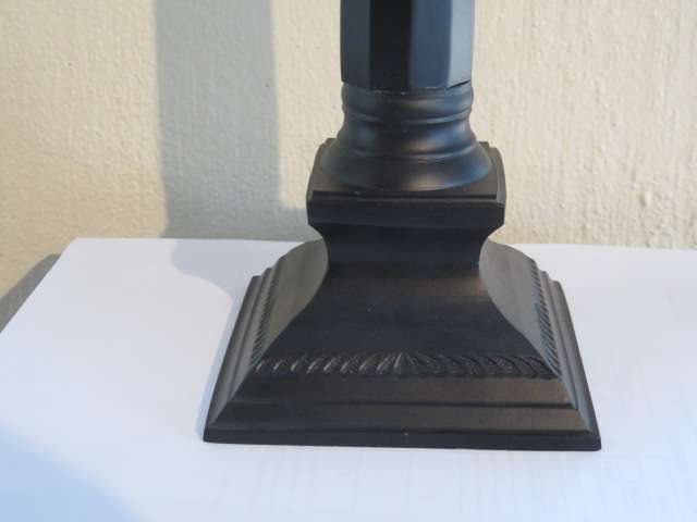 Large pair of black anodised candlesticks