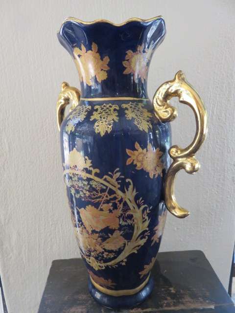 Blue and gold painted porcelain vase