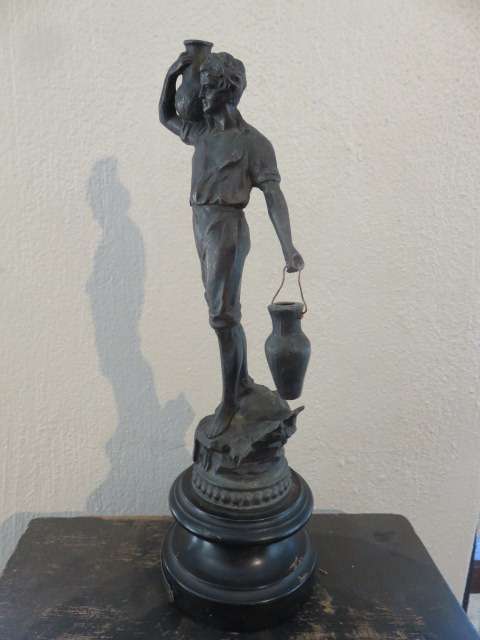 Le Porteur D'eau spelter figure of a man carrying water