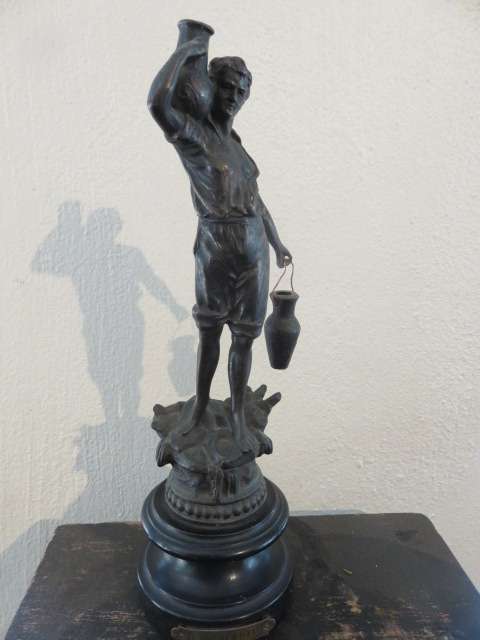 Le Porteur D'eau spelter figure of a man carrying water
