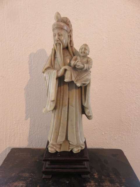 Chinese carved stone figure of Fu Lu Shou