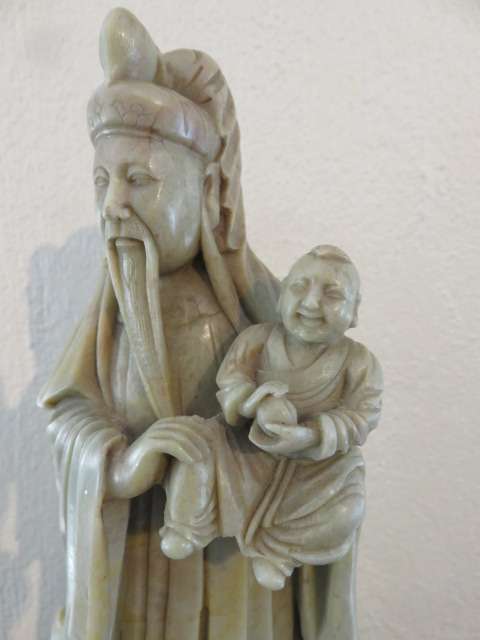 Chinese carved stone figure of Fu Lu Shou