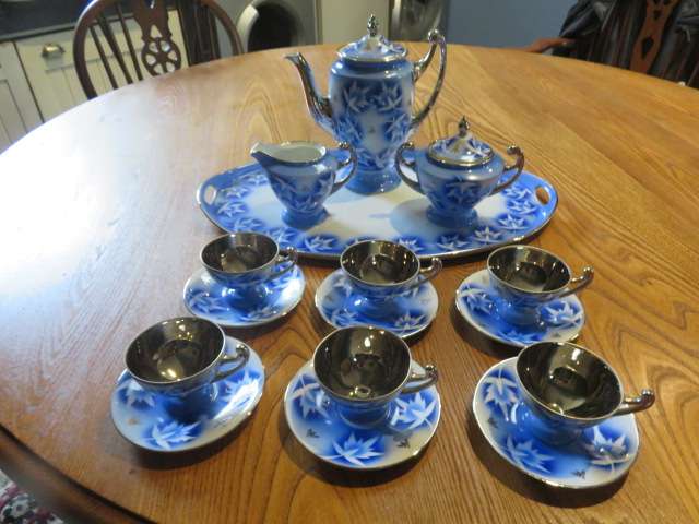 Czechoslovakian Maier hard porcelain demitasse set