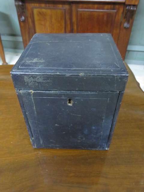 Victorian jewelry box with glass perfume bottles