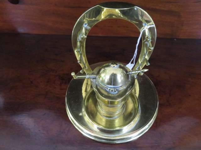 Victorian  brass inkwell and pen stand.