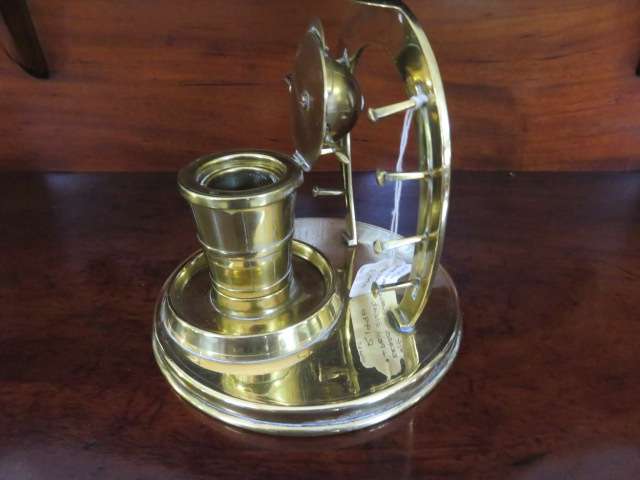 Victorian  brass inkwell and pen stand.