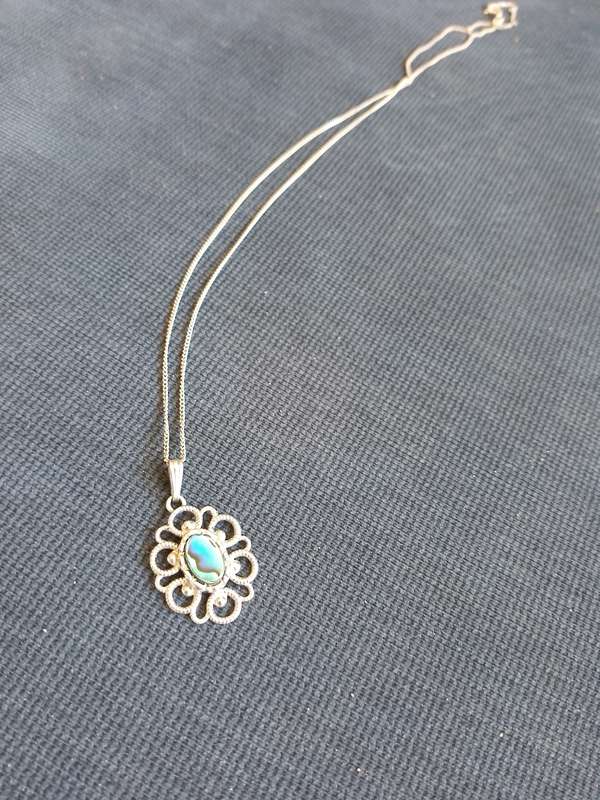 Abalone silver necklace pendant