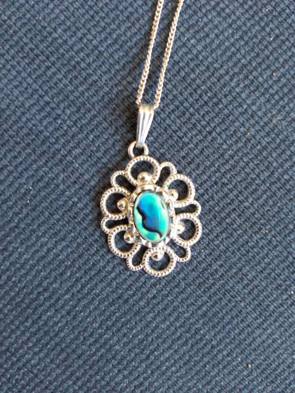 Abalone silver necklace pendant