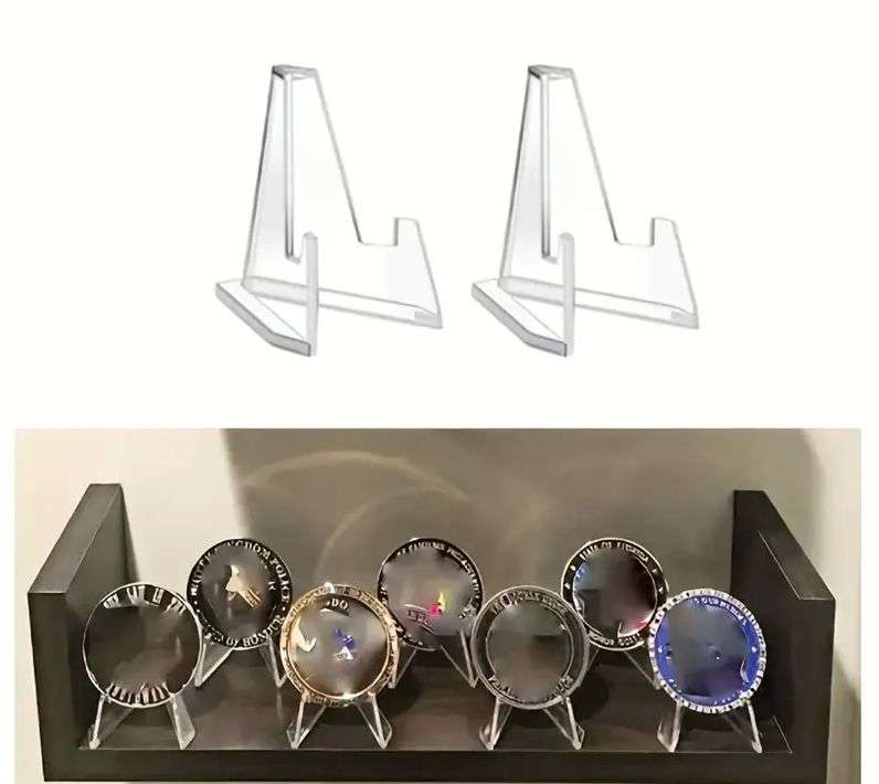 10-Piece Mini Clear Acrylic Coin Stands