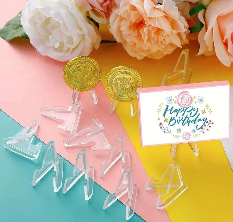 10-Piece Mini Clear Acrylic Coin Stands