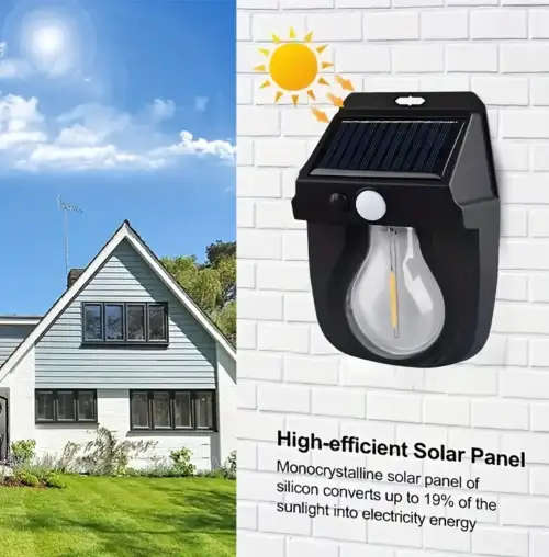 Solar Induction Wall Lamp Tungsten Wire Wall Lamp Three Function Villa Garden Waterproof Light