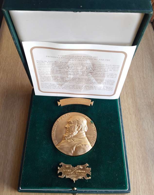 Boer War 1902 Paul Kruger Utrecht and The Peace Treaty Medal. Great beautiful item!!