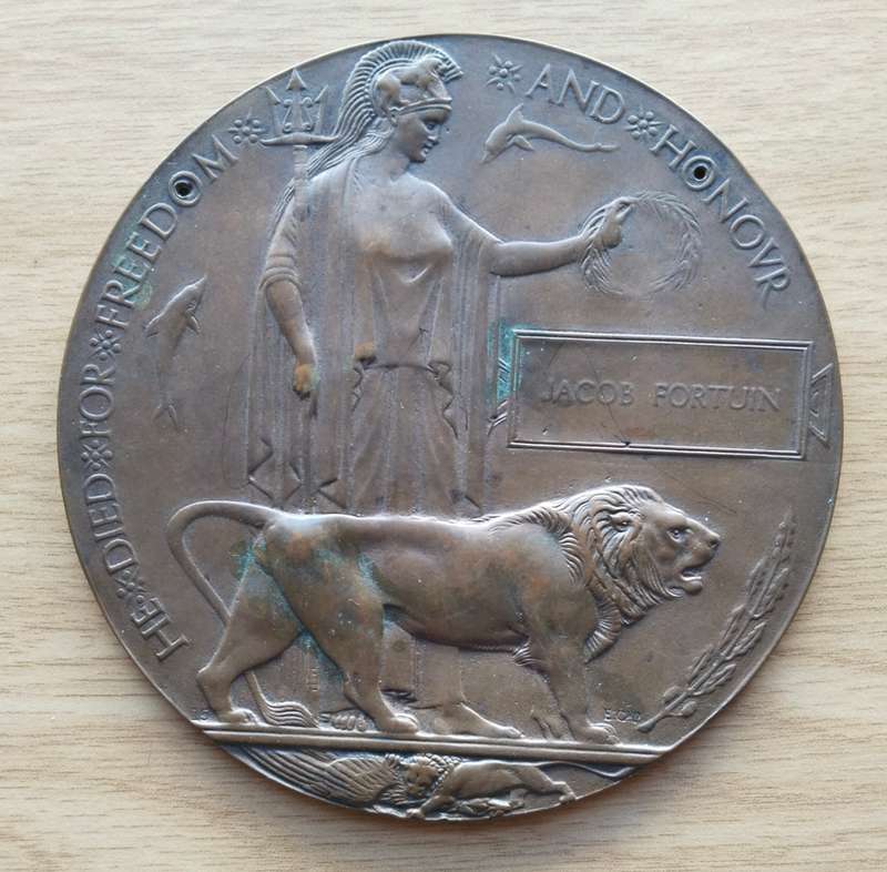 WW1 Memorial Plaque in Memory of JACOB FORTUIN