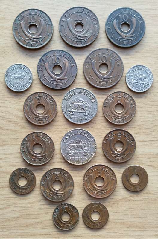 East Africa collection of 19 old coins.