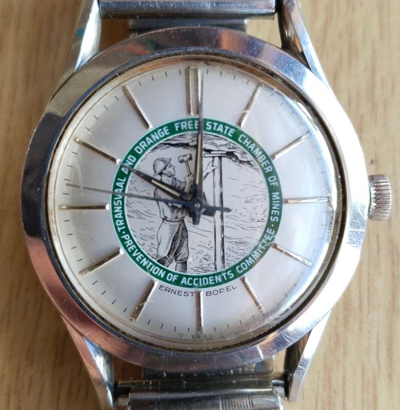 Vintage Antique Ernest Borel Mining Safety Watch. Running well.