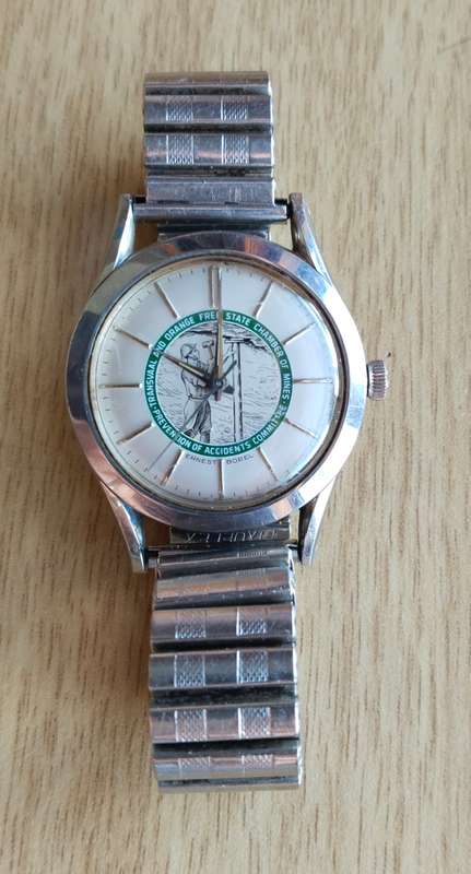 Vintage Antique Ernest Borel Mining Safety Watch. Running well.