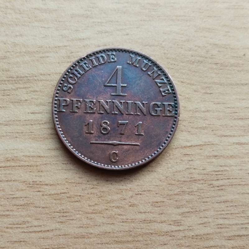 German States Prussia 1871G 4 Pfennig. Great Condition.