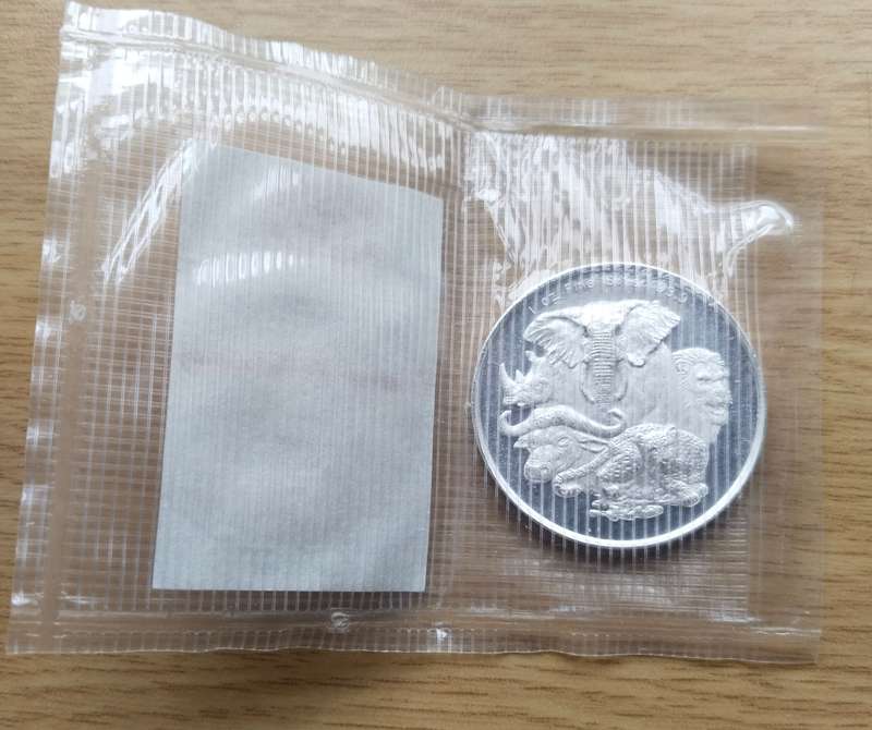 South Africa big 5 Elephant 1 OZ .999 Silver Gold Reef city bullion coin.