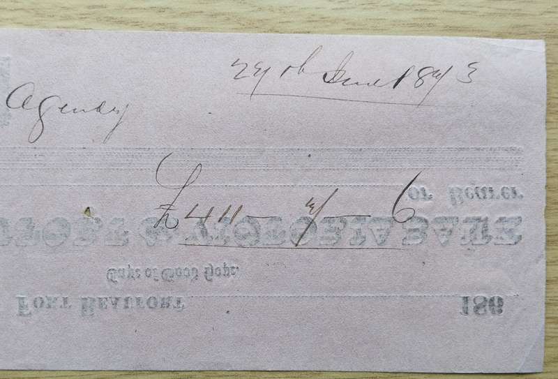 Cape of Good Hope Fortbeaufort and Victoria Bank 186? cheque.
