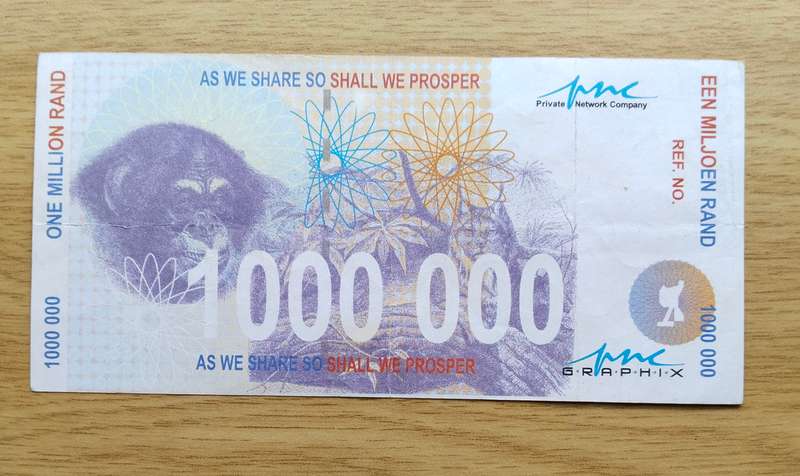 South Africa one million Rand Fantasy note.