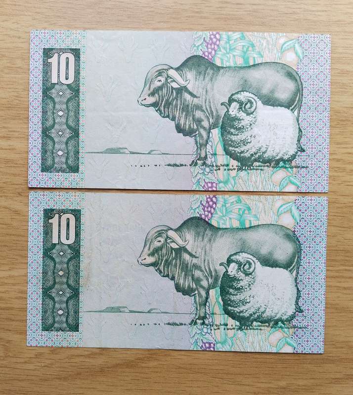 South Africa de Kock and Stals old R10 Bank Notes.