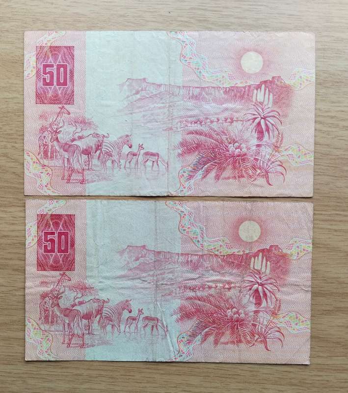 South Africa C.L Stals and G.P.C de Kock old R50 Bank Notes.