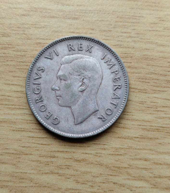 South Africa 1944 Silver Two shillings.