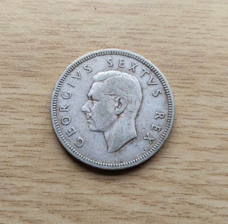 South Africa 1950 Silver Two shillings. Rare date.