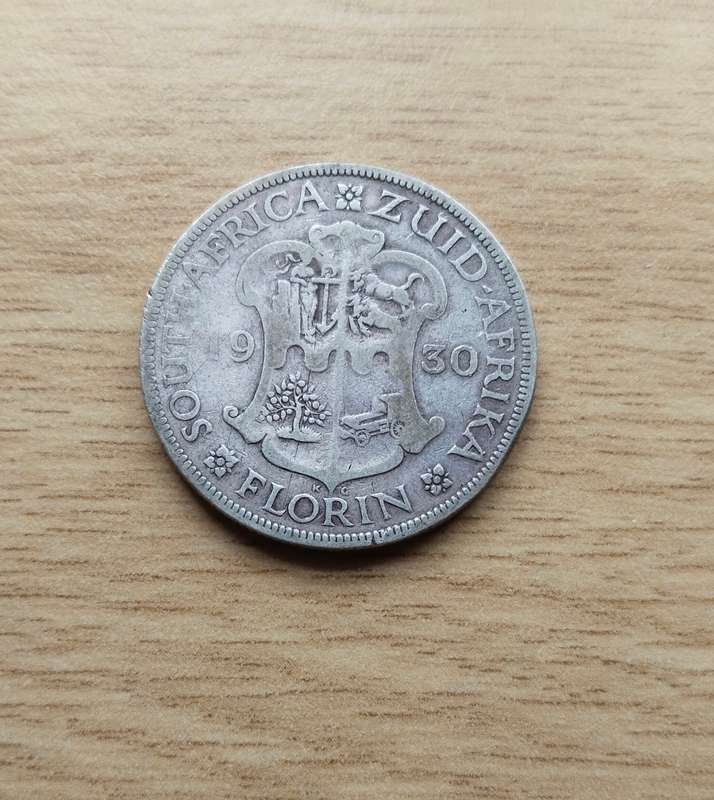 South Africa 1930 Silver Two shillings.