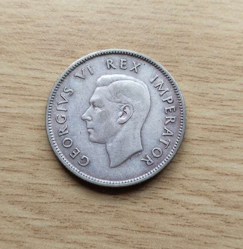 South Africa 1939 Silver Two shillings.