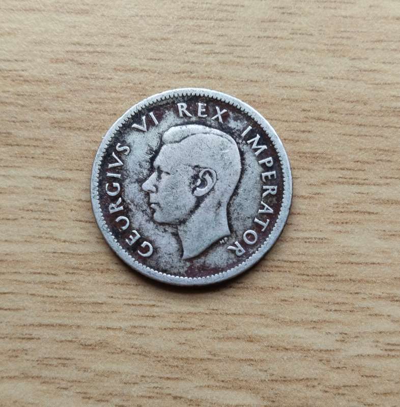 South Africa 1937 Silver Shilling.