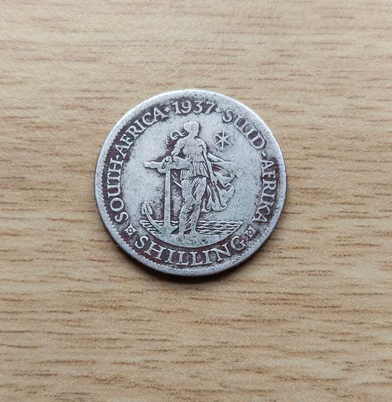 South Africa 1937 Silver Shilling.